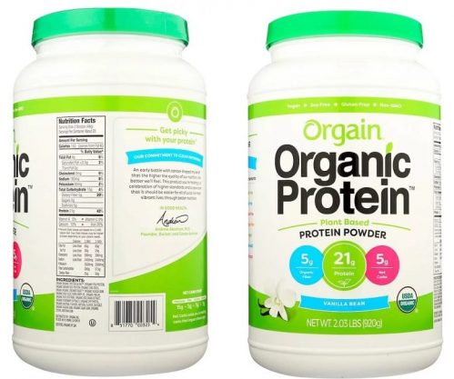 אבקת חלבון אורגנית על בסיס חלבון צמחי של חברת Orgain